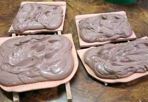 clay drying on bisque slabs